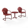 Crosley Tulip 3 Piece Metal Conversation Seating Set in Dark Red Satin KO10011RE